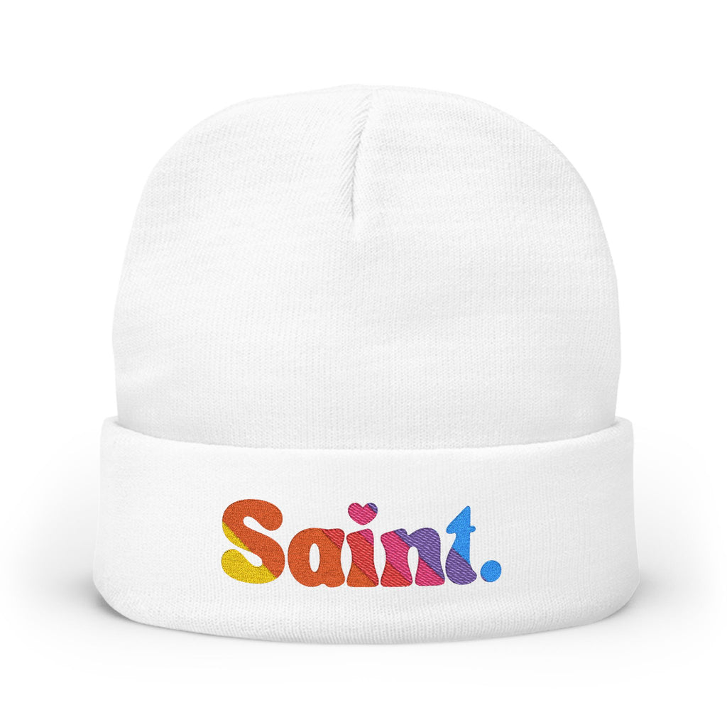 Saint Embroidered Knit Beanie