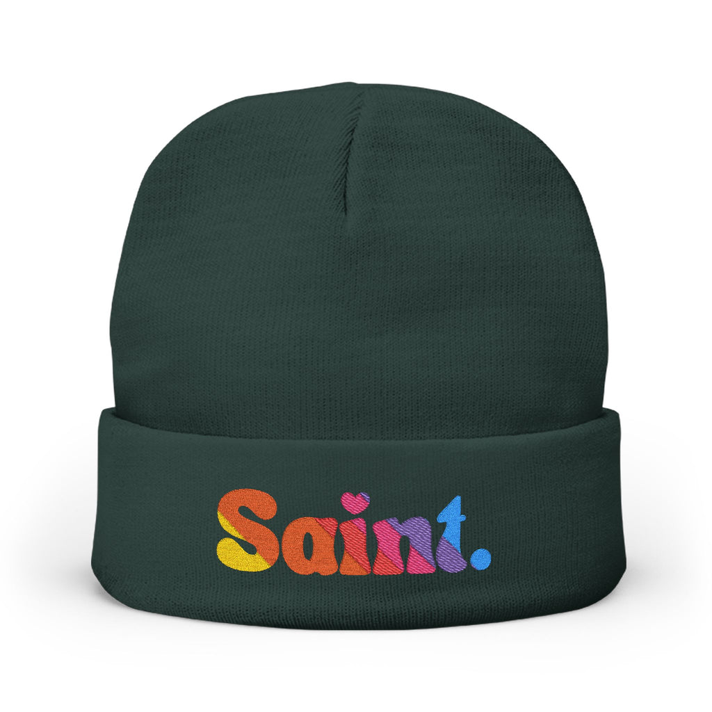 Saint Embroidered Knit Beanie